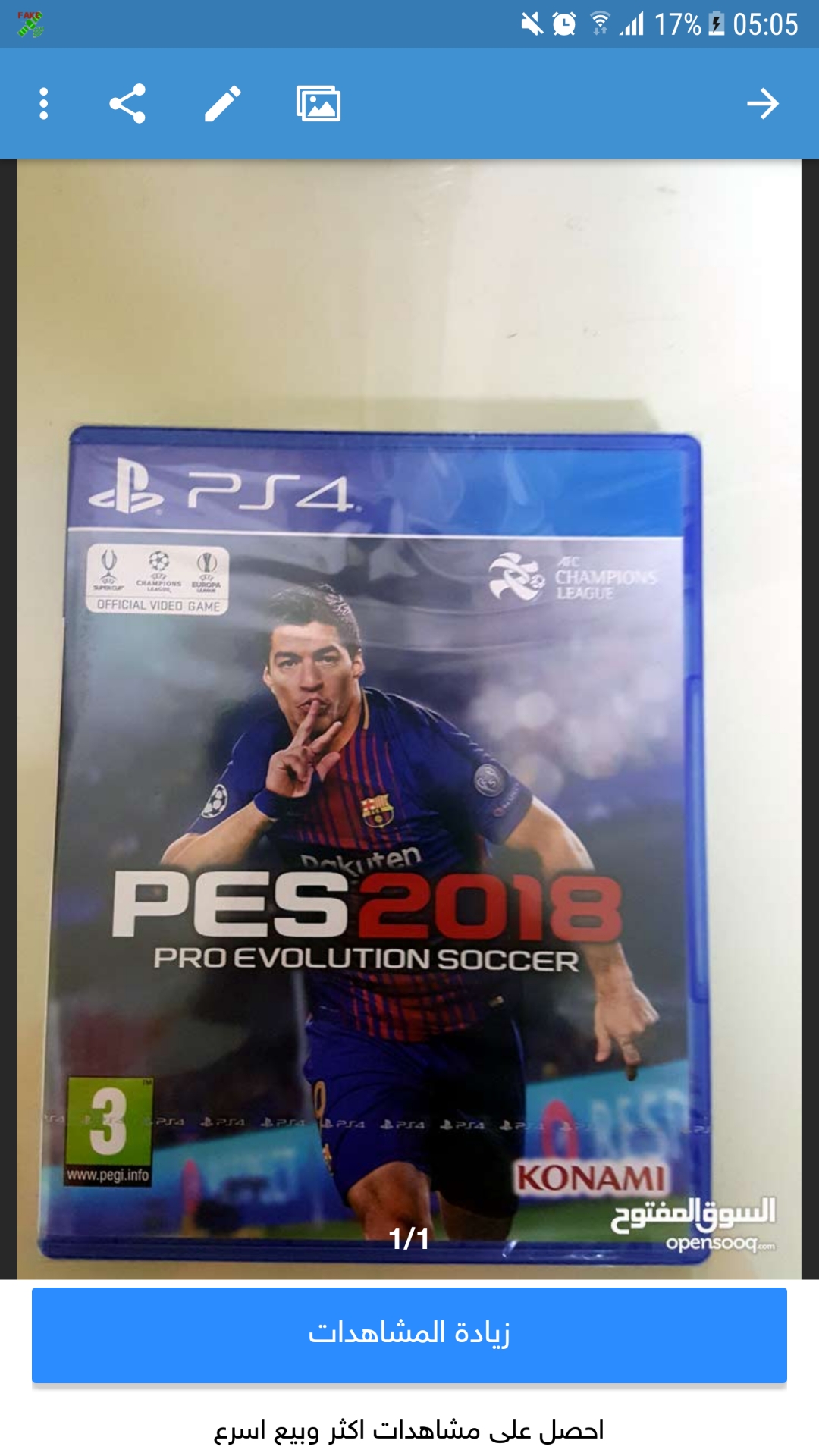 pes2018
لا تنسَ أنك شاهدت هذا الإعلان في عنكبوت
pes2014 ps4للبيع
10 دينار...
