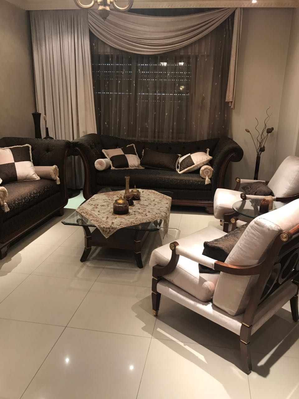 For monthly rent a studio with balcony, including bills, new furniture-  شقة طابق اول فاخرة مفروشة...