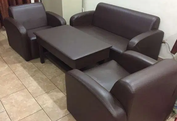 5 seater Sofa Set with Center Table | Custom Made | Dark Brown Shade